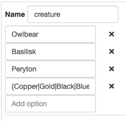 Creature options as input variables